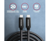 AXAGON BUCM32-CM20AB Kabel USB-C - USB-C 3.2 Gen 2, 2m, PD 100W, 5A, 4K HD, ALU, oplot, czarny - 1353478 - zdjęcie 2